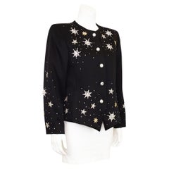 1980's YSL Yves Saint Laurent Rive Gauche Jewel Embellished Starry Night Jacket