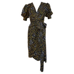 early 1980
s YVES SAINT LAURENT abstract woven silk wrap dress