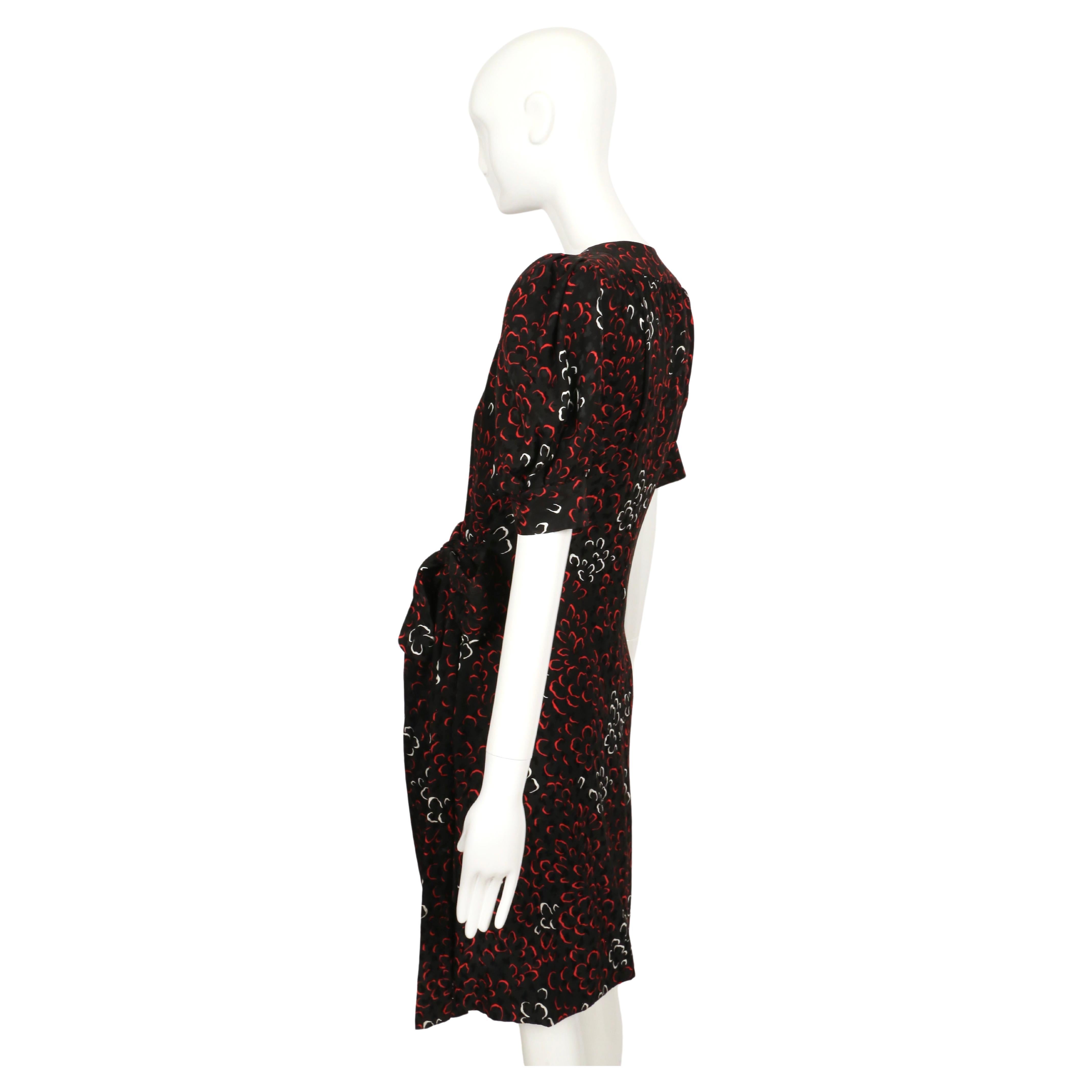 early 1980's YVES SAINT LAURENT abstract woven silk wrap dress with puff sleeves For Sale 2