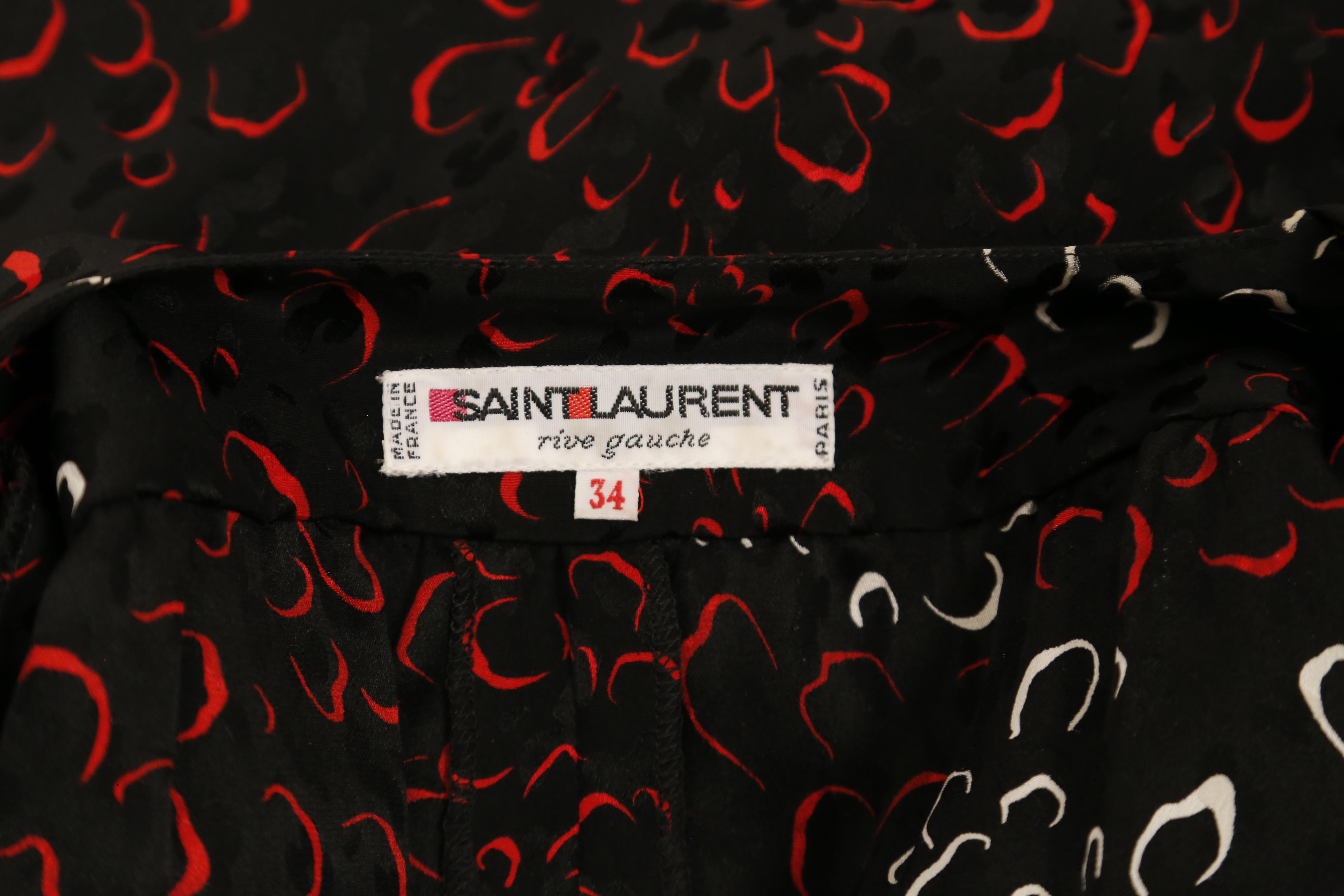 early 1980's YVES SAINT LAURENT abstract woven silk wrap dress with puff sleeves For Sale 4