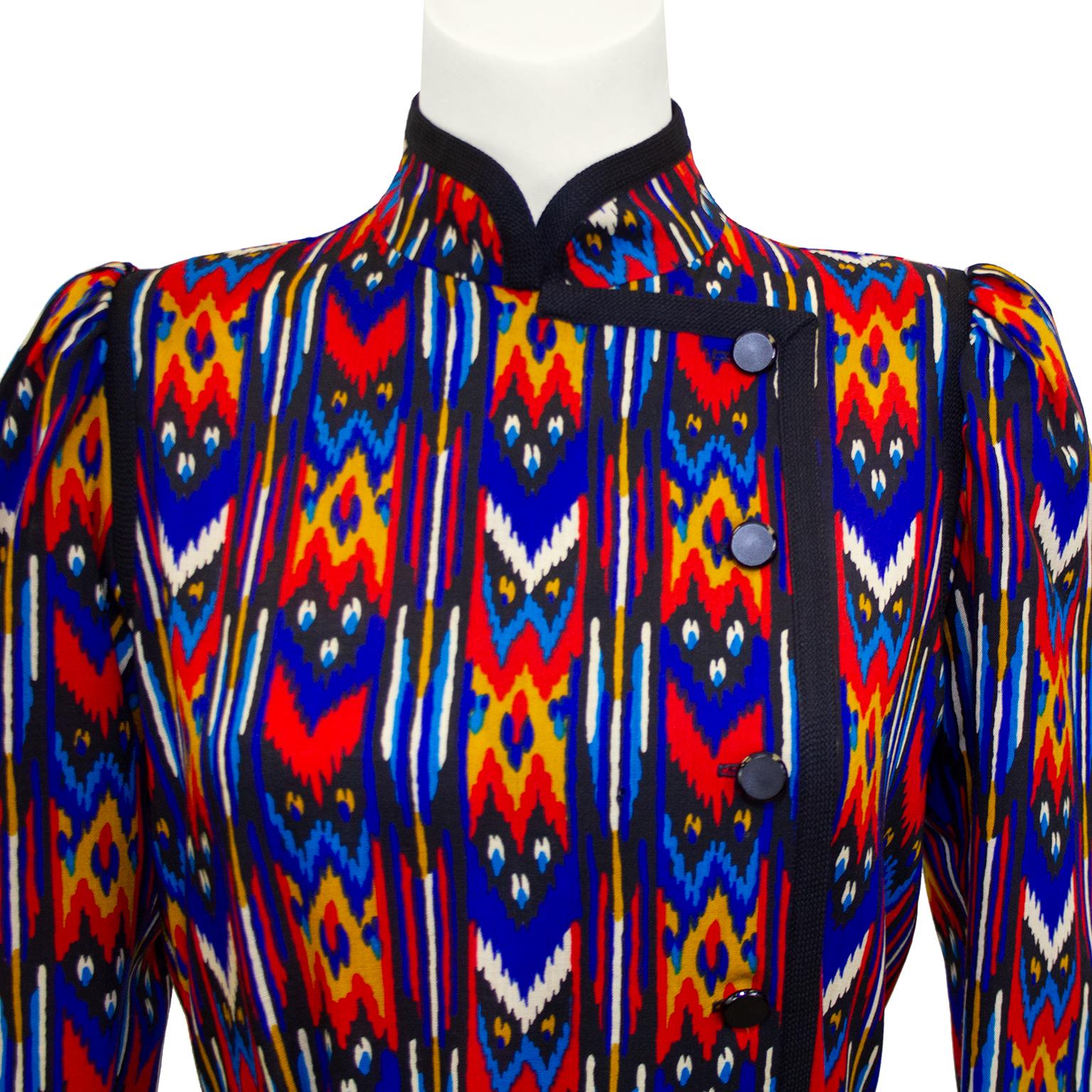 Early 1980s Yves Saint Laurent Rive Gauche Navajo Printed Jacket  In Good Condition In Toronto, Ontario