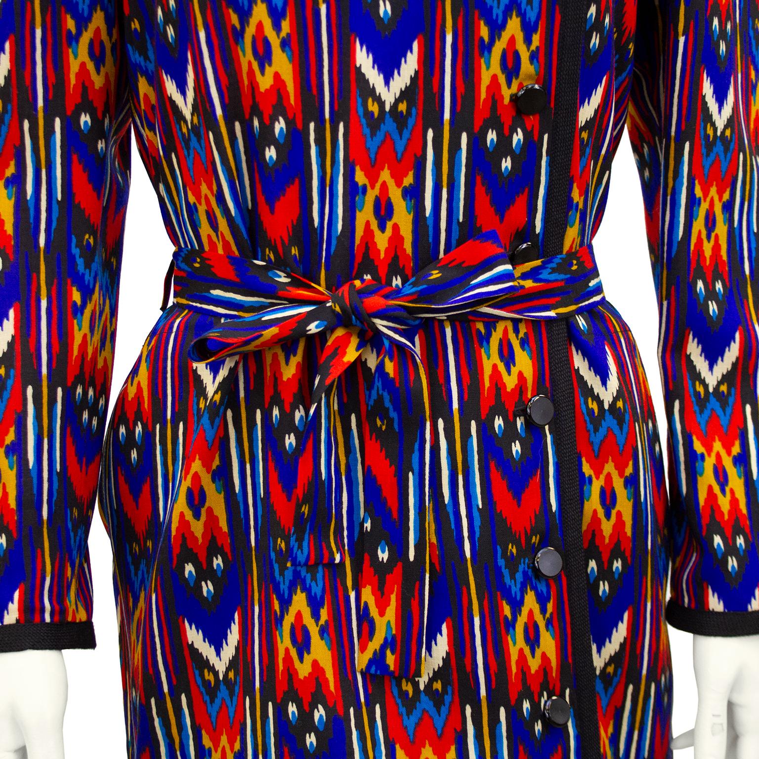 Women's or Men's Early 1980s Yves Saint Laurent Rive Gauche Navajo Printed Jacket 