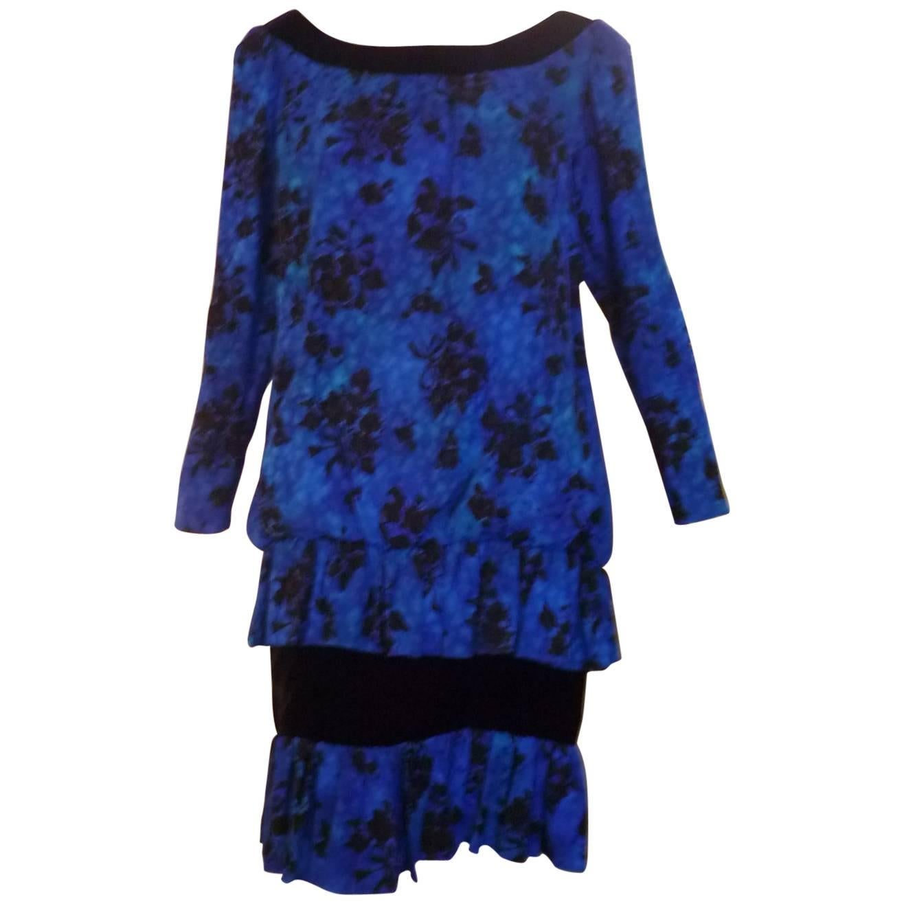 Early 1980s Yves Saint Laurent Silk Dress For Sale