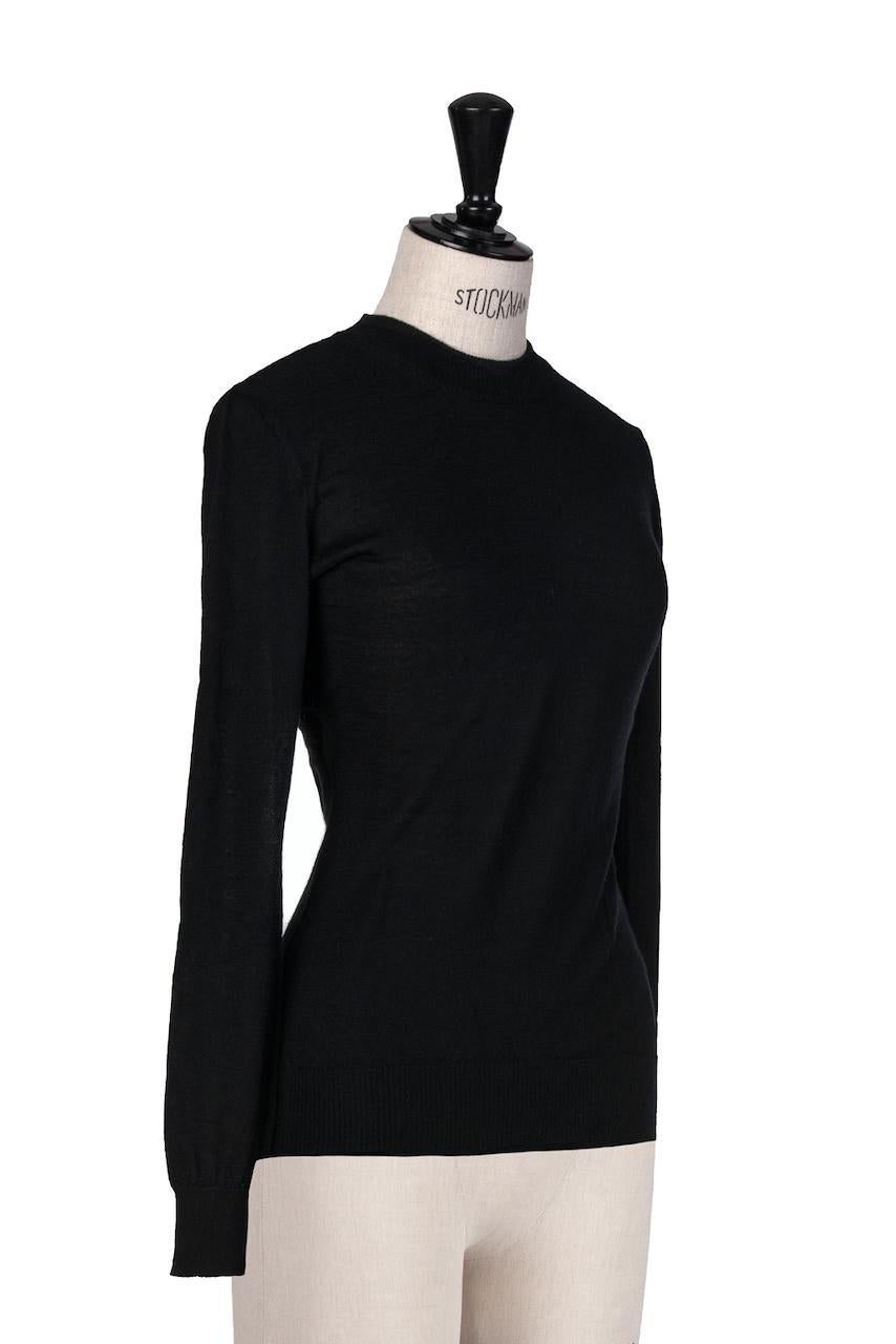 Early 1990s Azzedine ALAÏA Black Pure Cashmere Mock Neck Sweater Jumper In Excellent Condition For Sale In Munich, DE