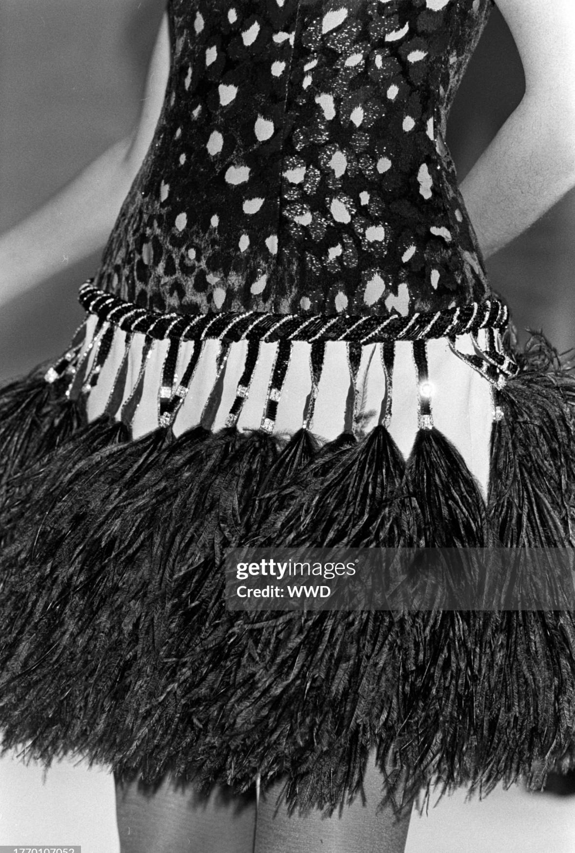 Women's F/W 1988 Bob Mackie Runway Beaded Purple Ostrich Feather Mini Dress For Sale