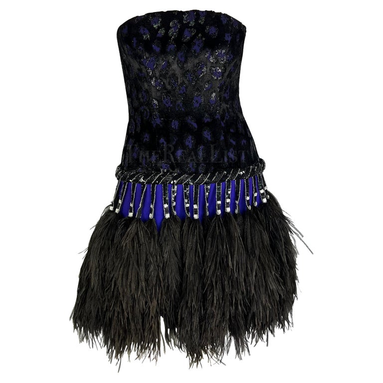 Black Ostrich Feather Mini Dress Gorgeous. Full Ostrich -  Singapore