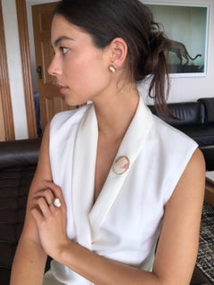 Early 1990s Cameo Lapel Brooch by Love and Object in Shell and 9k Gold