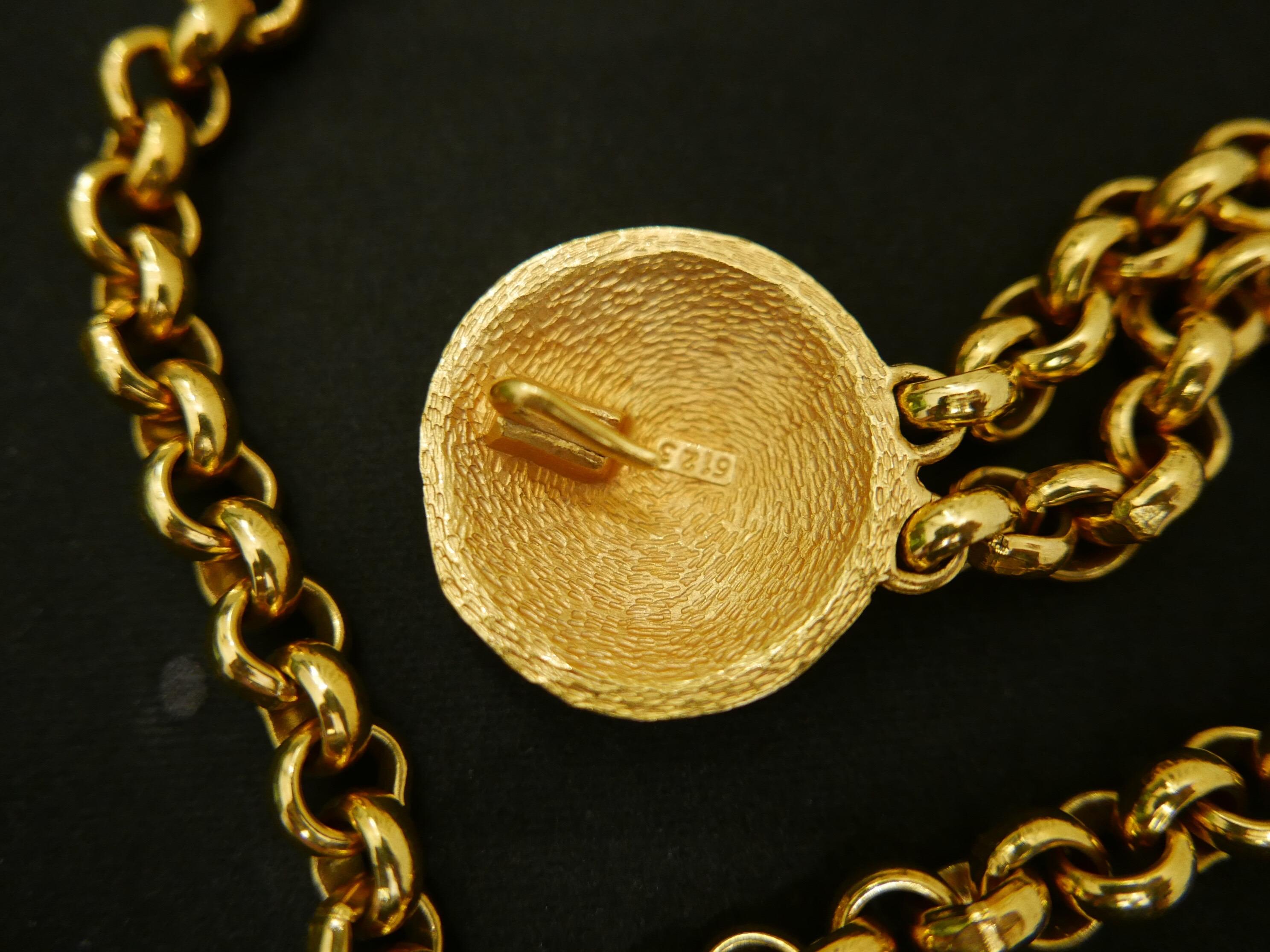 Early 1990s Chanel Gold Toned Medallion Chain Belt  5