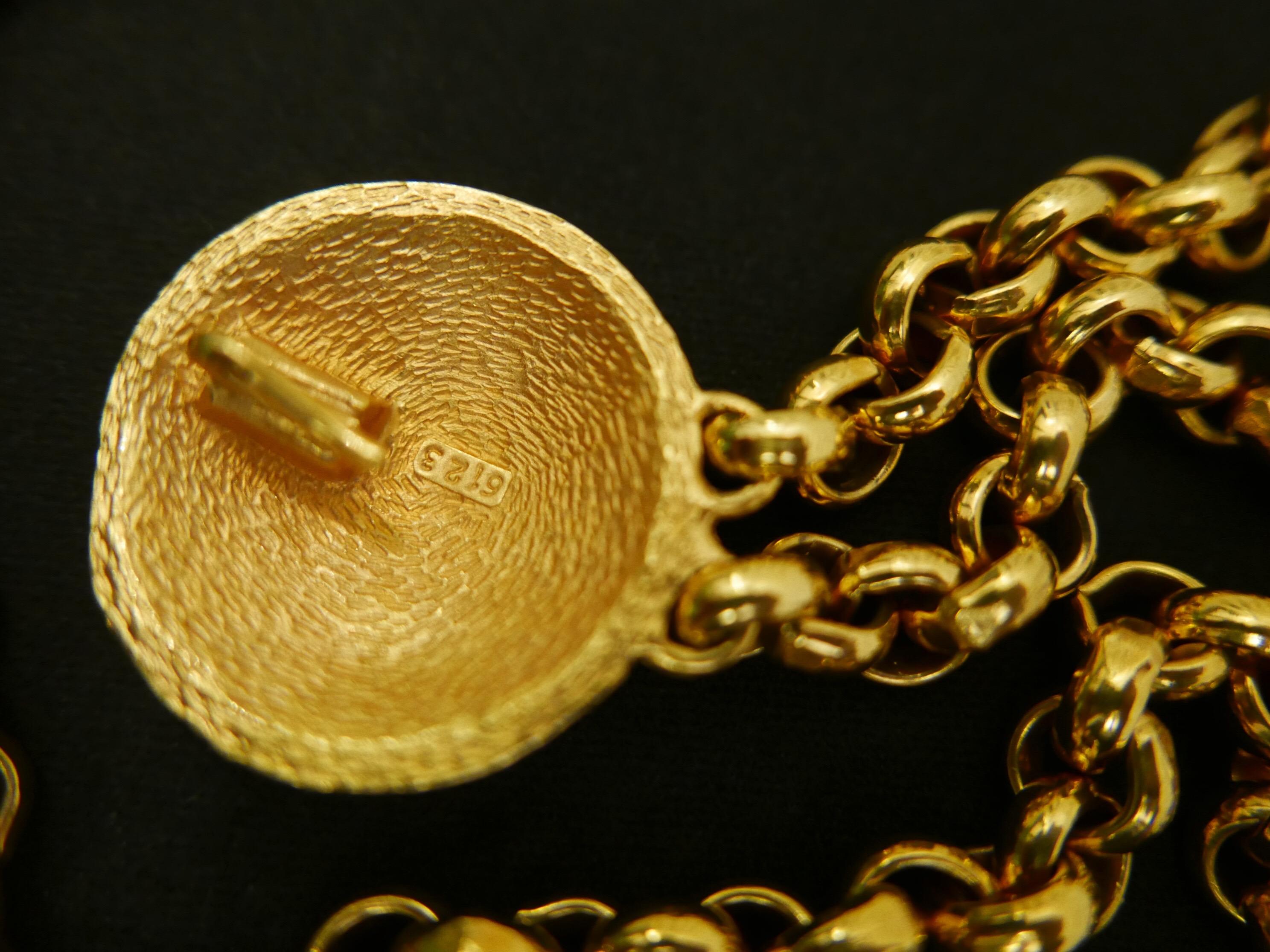 Early 1990s Chanel Gold Toned Medallion Chain Belt  1