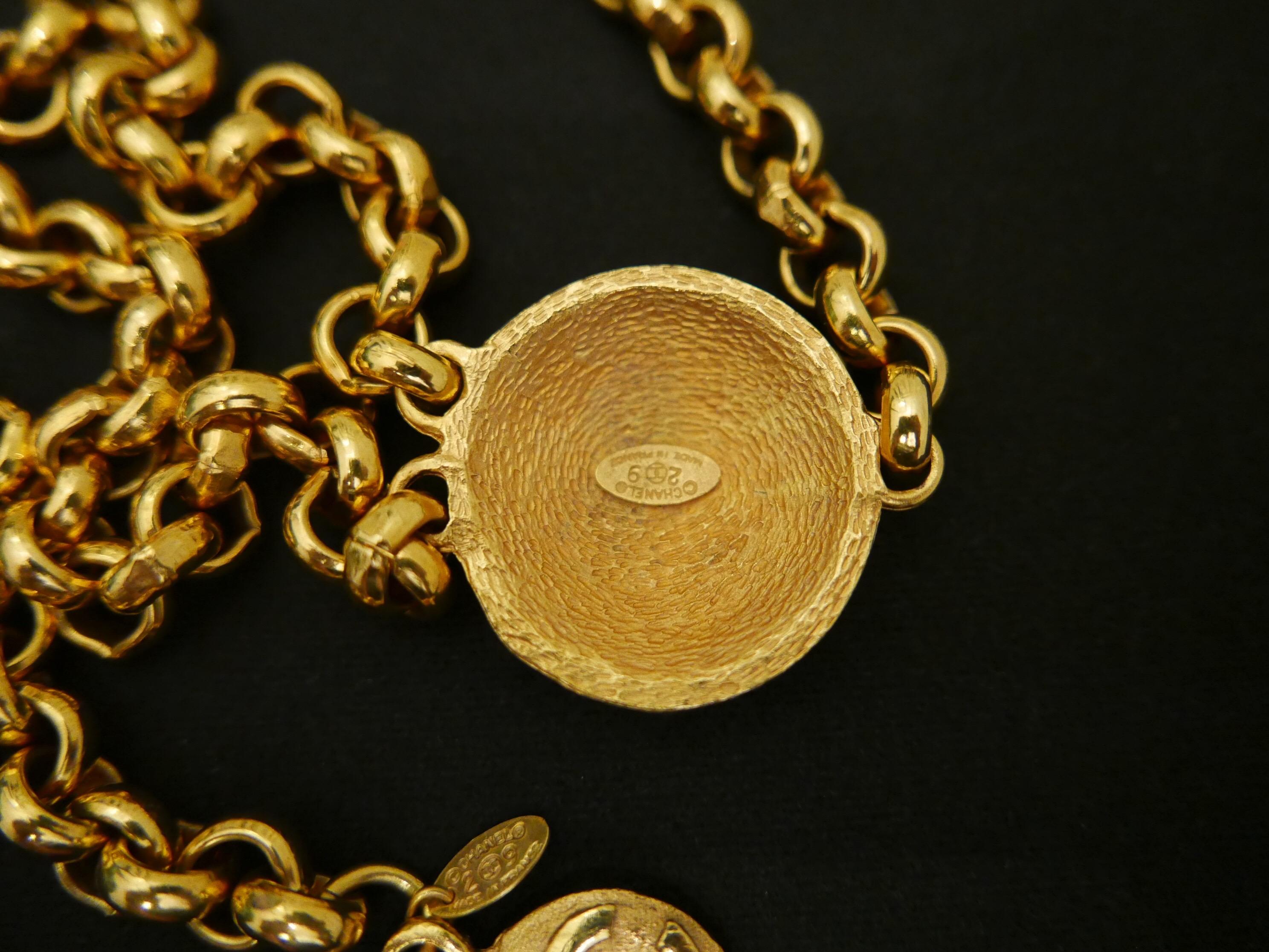 Early 1990s Chanel Gold Toned Medallion Chain Belt  4