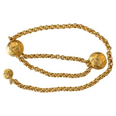 Early 1990s Chanel Gold Toned Medallion Chain Belt