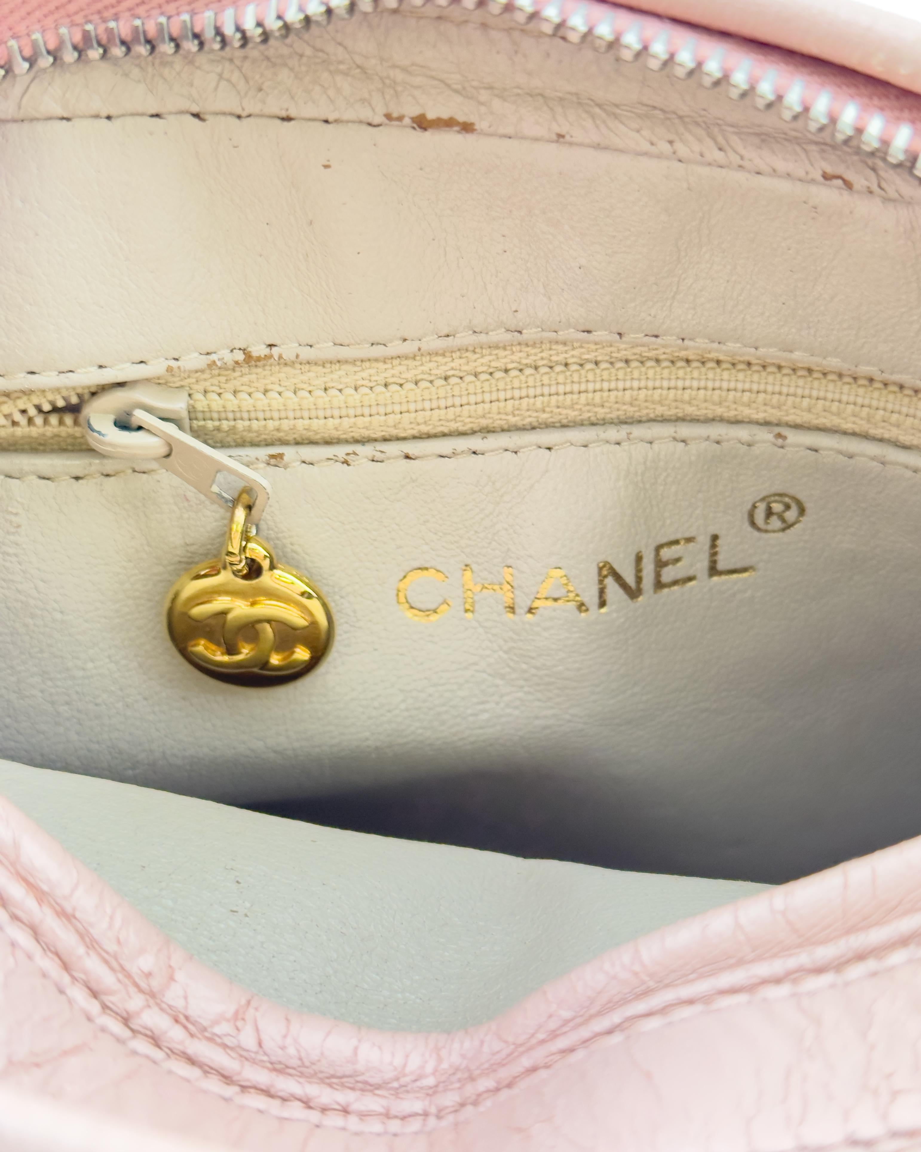 Early 1990s Chanel Pink Quilted Mini Camera Bag For Sale 3