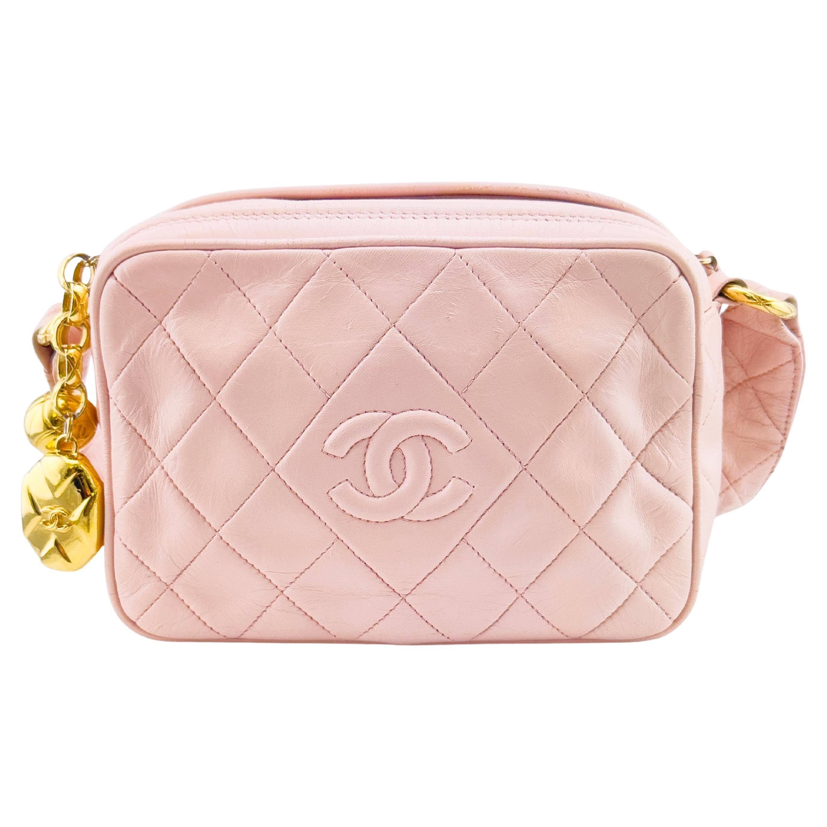 Early 1990s Chanel Pink Quilted Mini Camera Bag