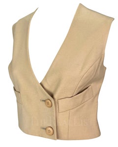 Early 1990s Christian Dior by Gianfranco Ferré Beige Cropped Vest
