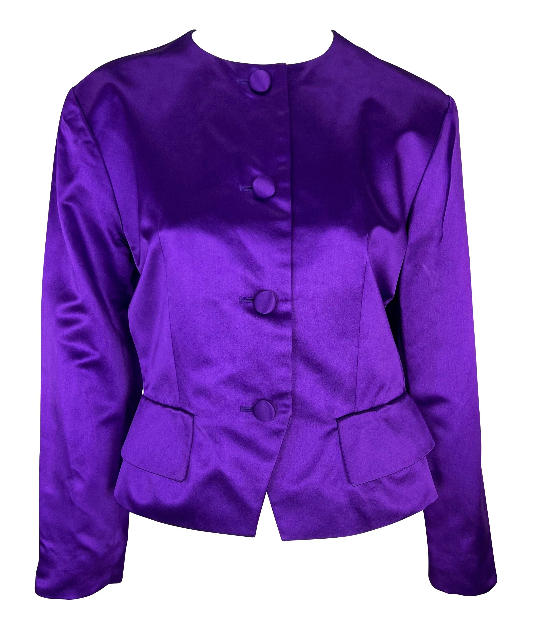 Early 1990s Christian Dior by Gianfranco Ferré Purple Silk Satin Jacket