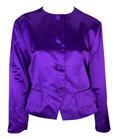 Vintage Early 1990s Christian Dior by Gianfranco Ferré Purple Silk Satin Jacket