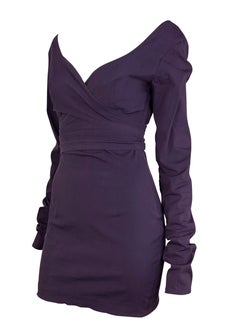 Early 1990s Dolce and Gabbana Purple Long Sleeve Bodycon Dress