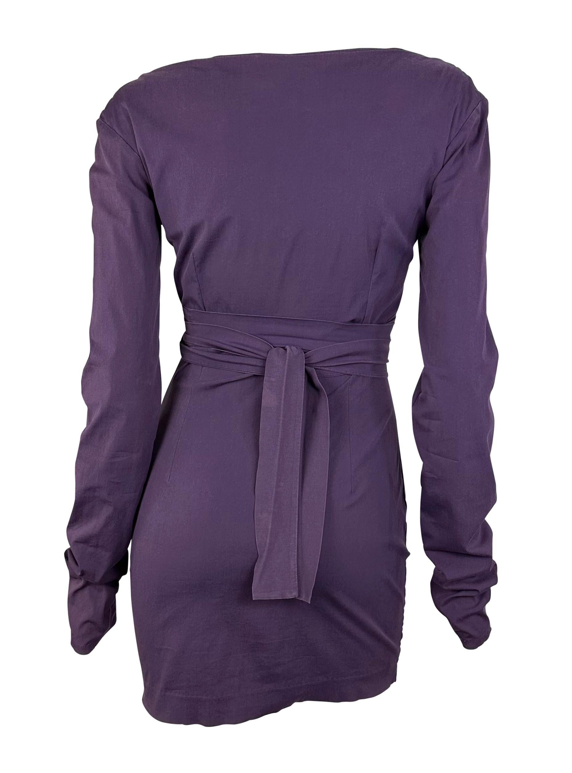 Early 1990s Dolce and Gabbana Purple Long Sleeve Bodycon Dress In Good Condition For Sale In West Hollywood, CA