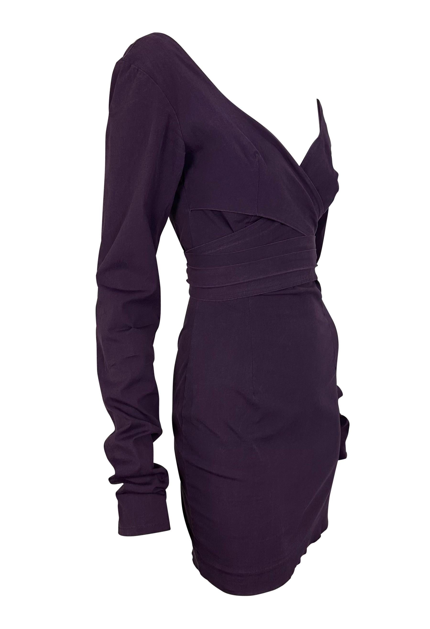 Women's Early 1990s Dolce and Gabbana Purple Long Sleeve Bodycon Dress For Sale