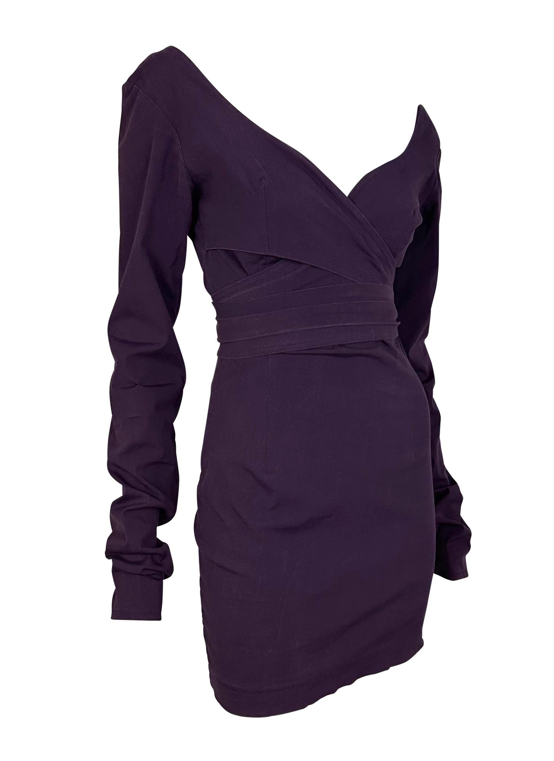 Early 1990s Dolce and Gabbana Purple Long Sleeve Bodycon Dress For Sale 1