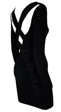 Early 1990s Dolce & Gabbana Backless Black Knit Wool Bodycon Long Sleeve Dress