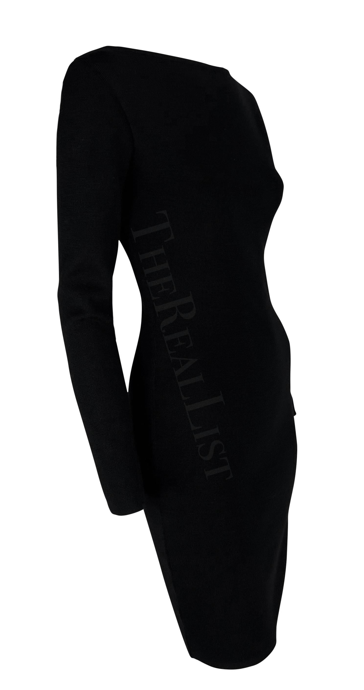 Women's Early 1990s Dolce & Gabbana Backless Black Knit Wool Bodycon Long Sleeve Dress For Sale