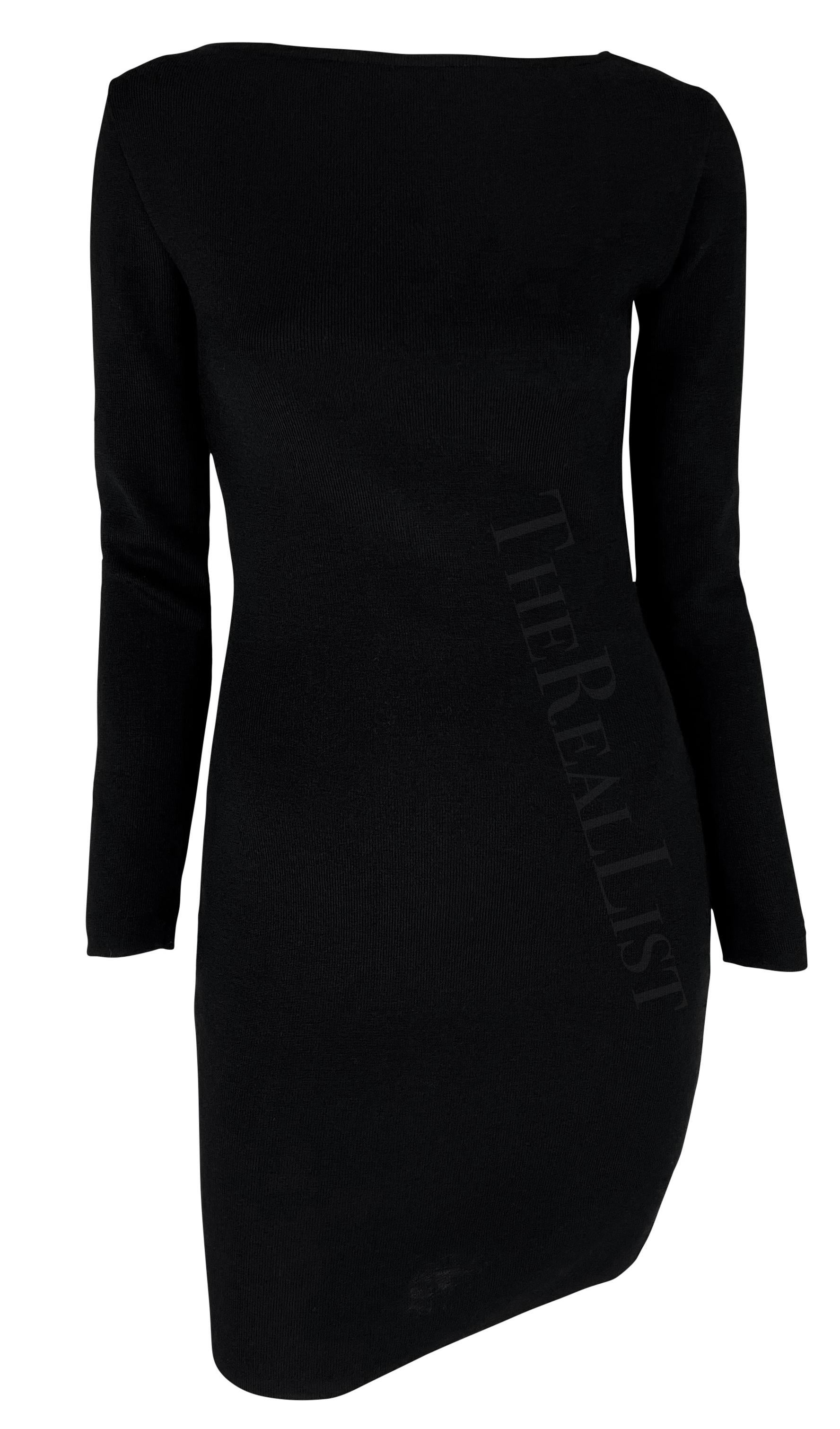 Early 1990s Dolce & Gabbana Backless Black Knit Wool Bodycon Long Sleeve Dress For Sale 1