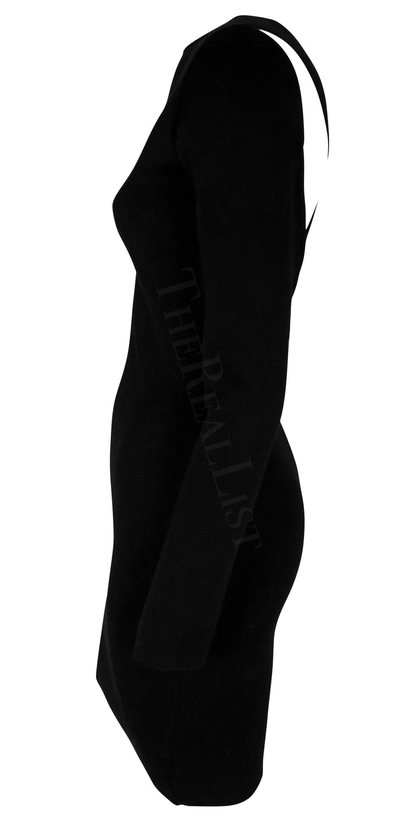 Early 1990s Dolce & Gabbana Backless Black Knit Wool Bodycon Long Sleeve Dress For Sale 2