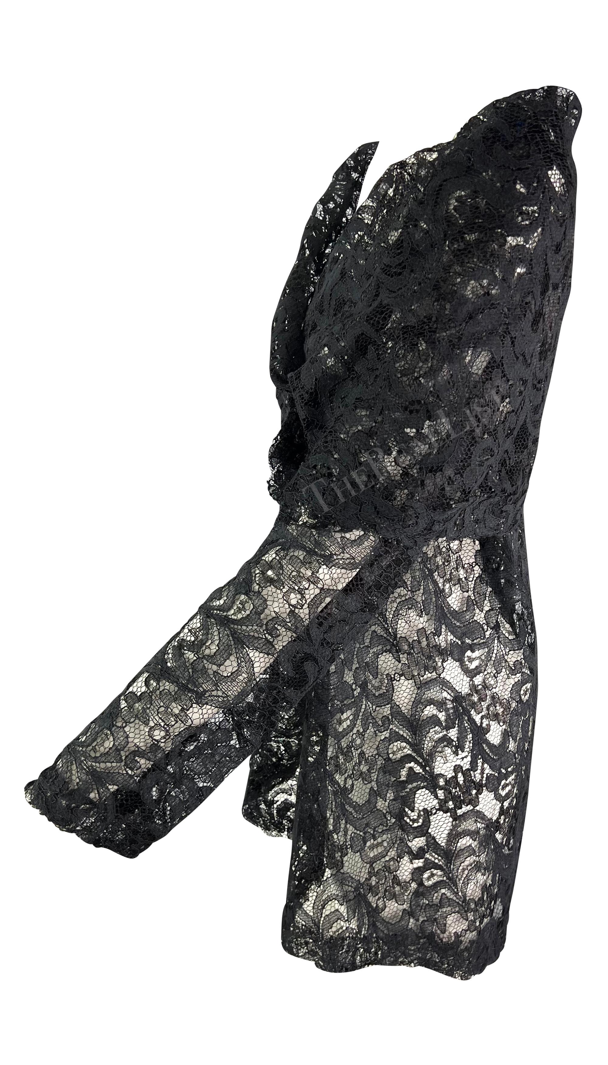 Early 1990s Dolce & Gabbana Black Lace Oversized Sheer Wrap Shawl Coat In Excellent Condition In West Hollywood, CA