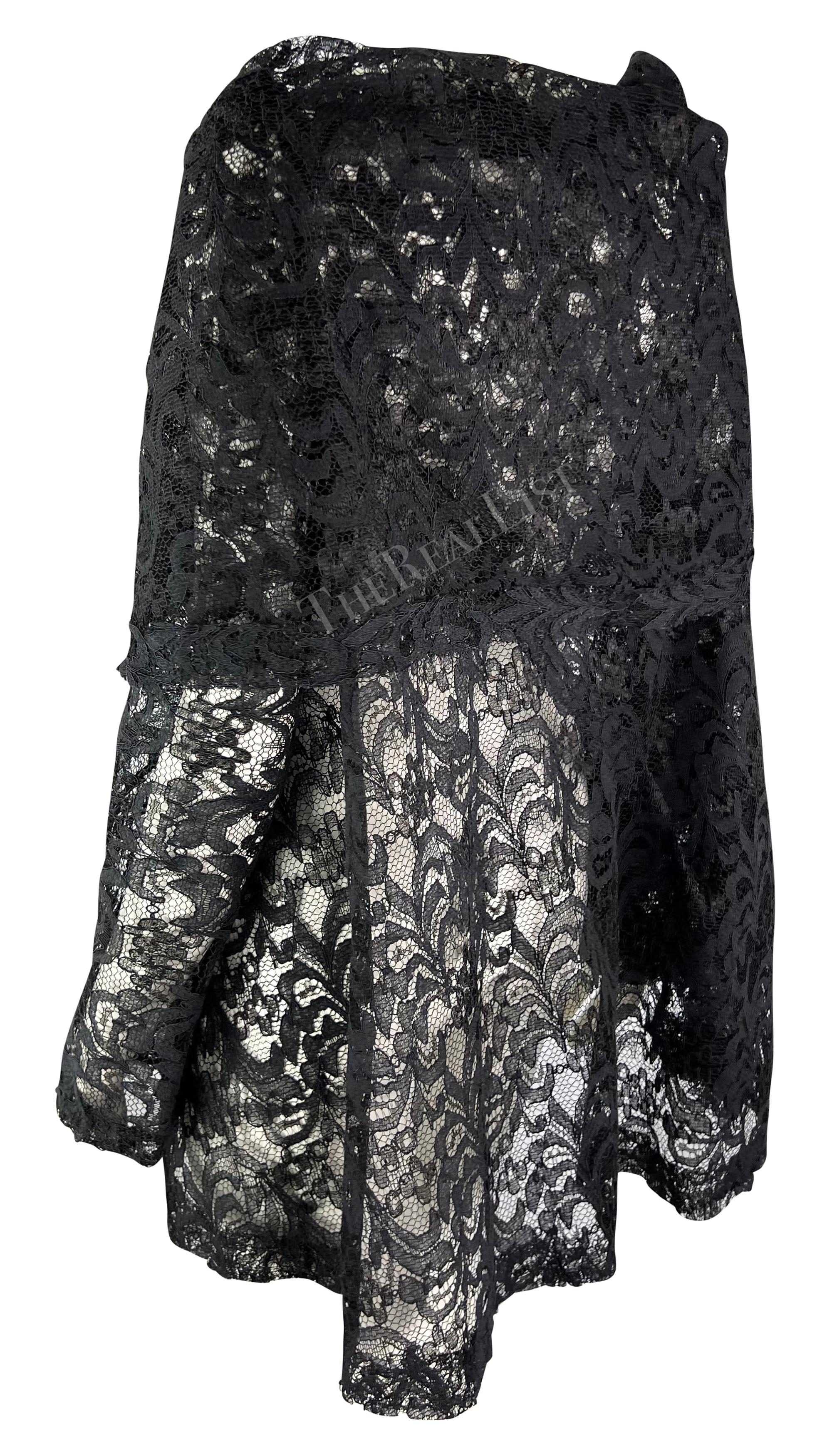 Women's Early 1990s Dolce & Gabbana Black Lace Oversized Sheer Wrap Shawl Coat