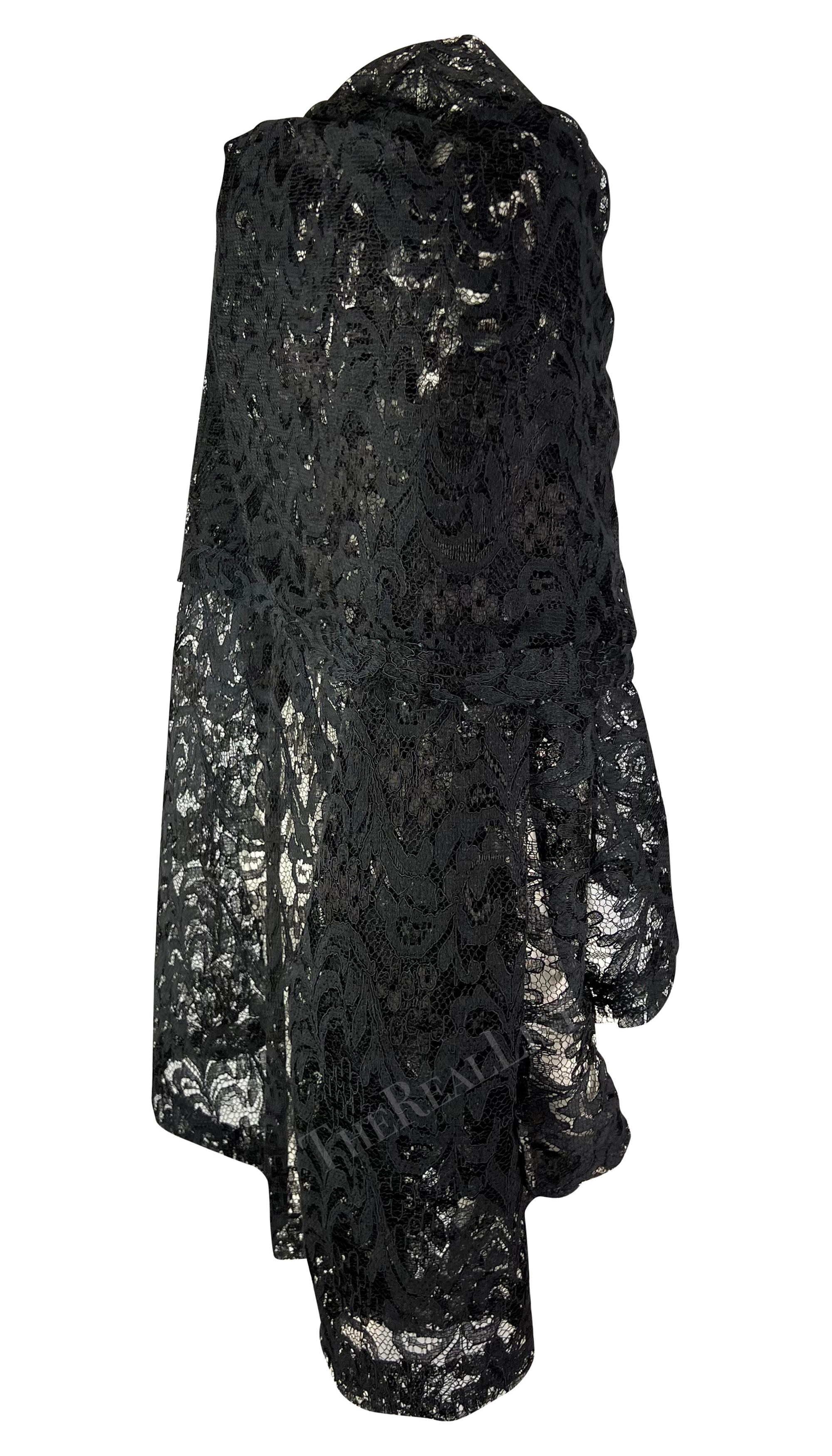 Early 1990s Dolce & Gabbana Black Lace Oversized Sheer Wrap Shawl Coat 2