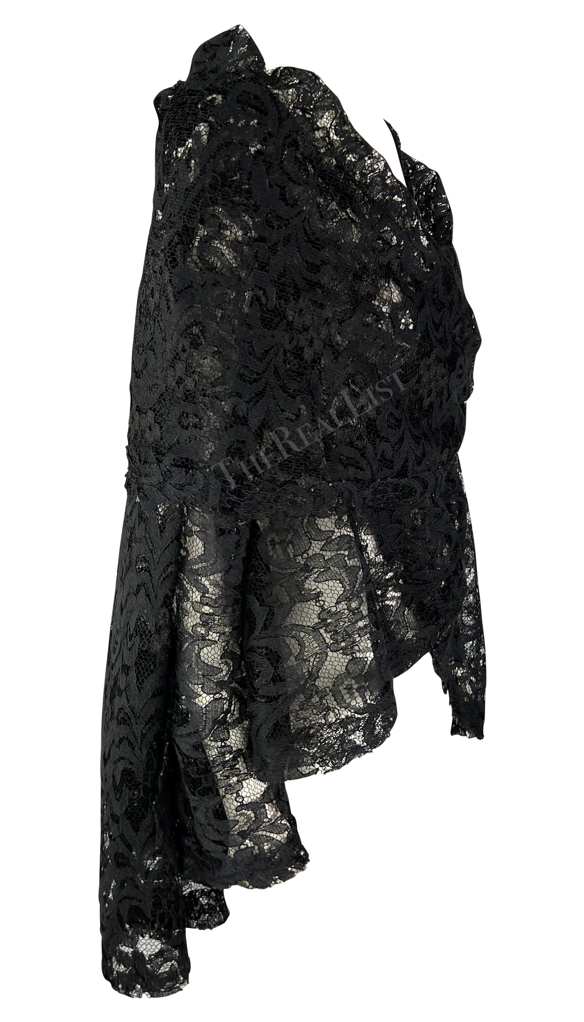 Early 1990s Dolce & Gabbana Black Lace Oversized Sheer Wrap Shawl Coat 3