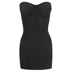 Early 1990s Dolce & Gabbana Dark Grey Strapless Corset Boned Bustier Dress