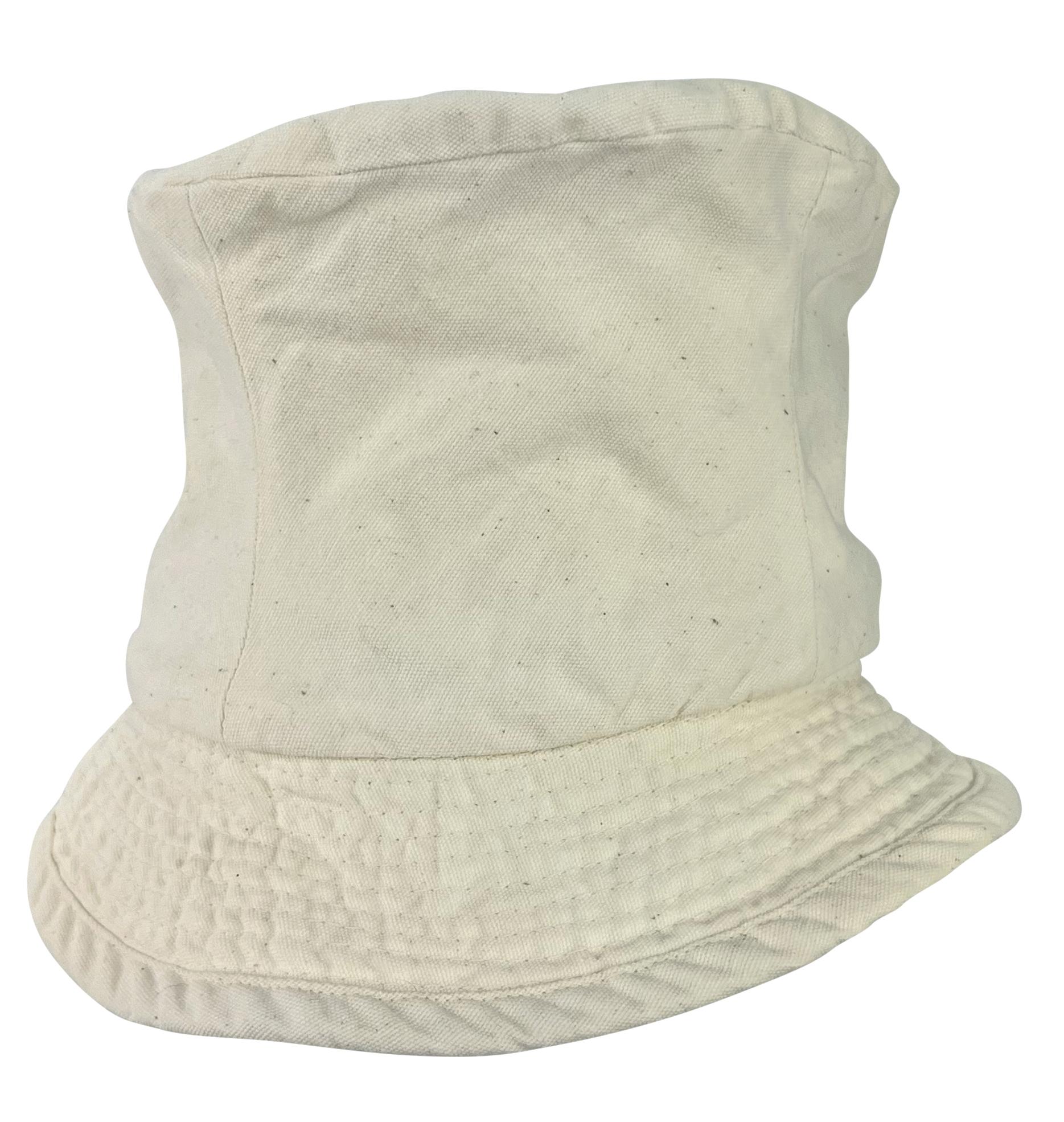 Beige Early 1990s Dolce & Gabbana Off-White Cotton Extra Tall Bucket Hat For Sale