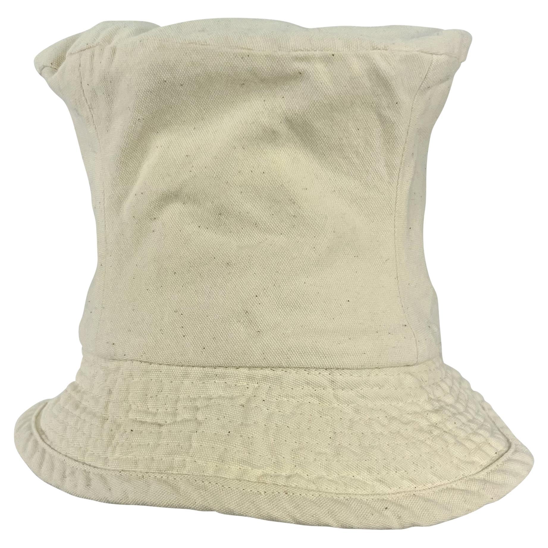 Early 1990s Dolce & Gabbana Off-White Cotton Extra Tall Bucket Hat For Sale