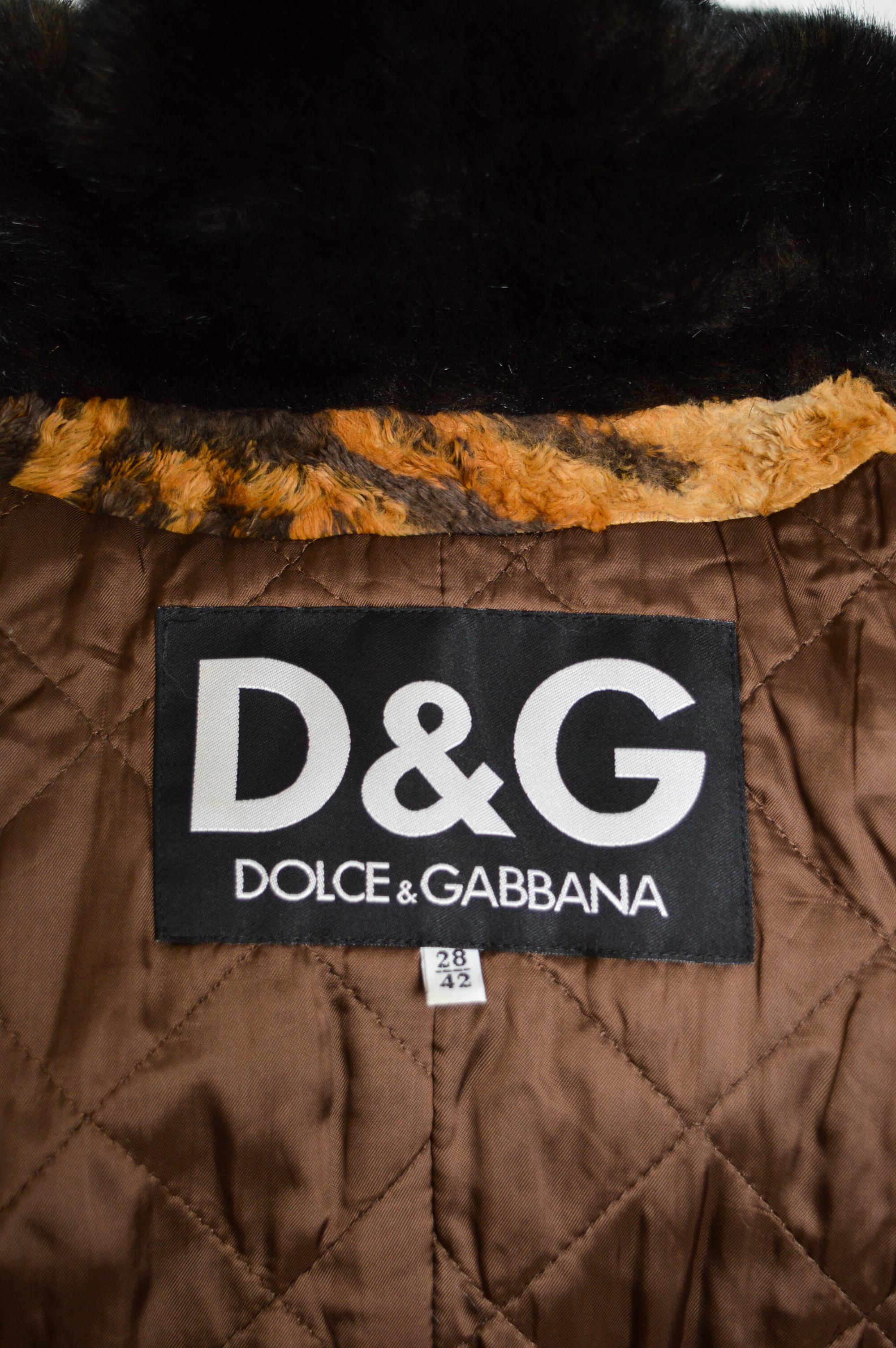 Women's Early 1990's DOLCE & GABBANA Tiger Print Faux Fur Jacket Pants Suit Matching Set For Sale