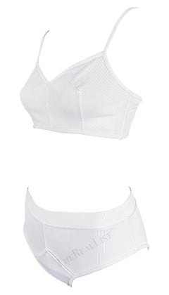 Early 1990s Dolce & Gabbana White Ribbed Brief Beach Bikini Two-Piece Set
