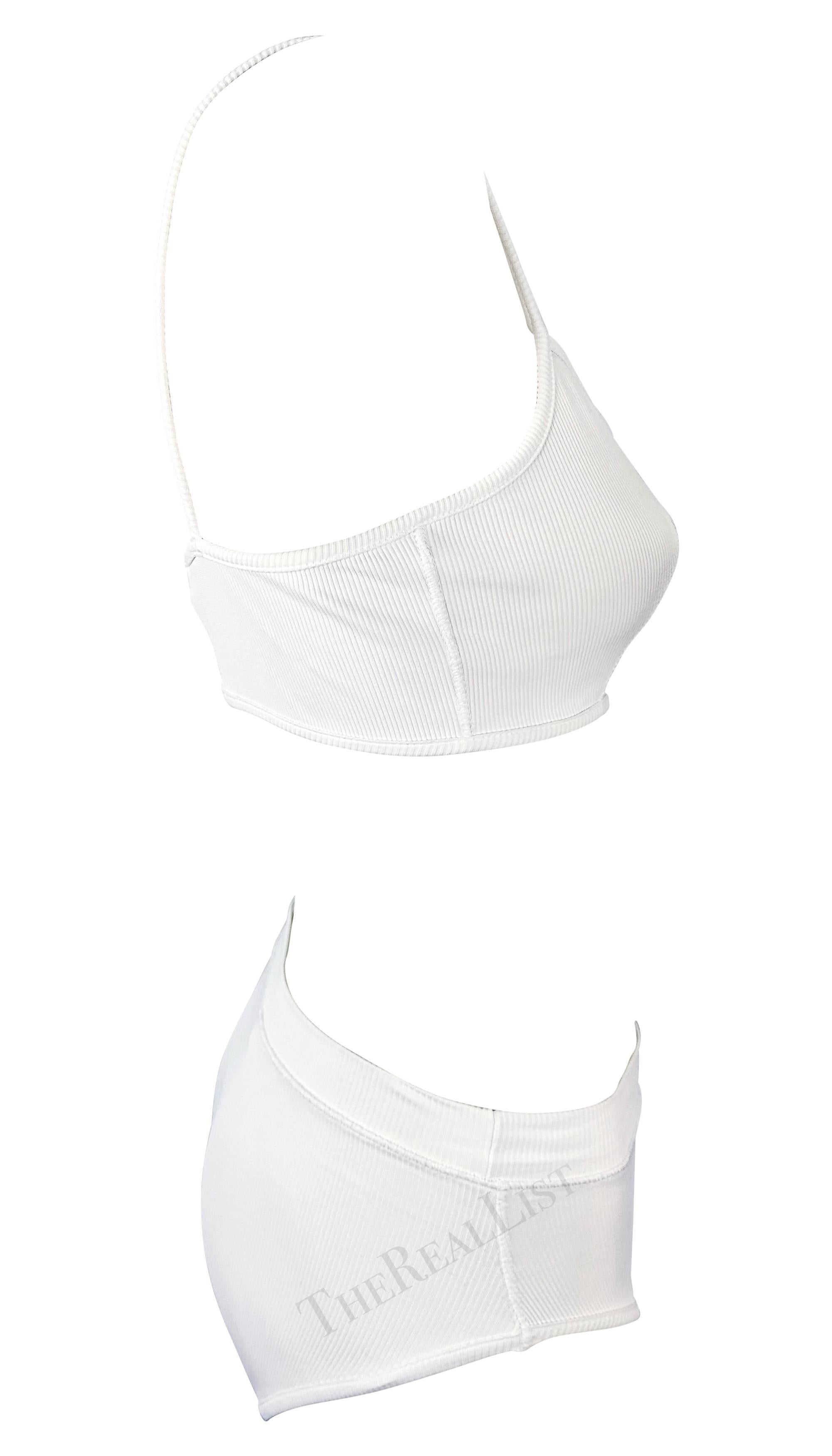 Early 1990s Dolce & Gabbana White Ribbed Brief Beach Bikini Two-Piece Set For Sale 1