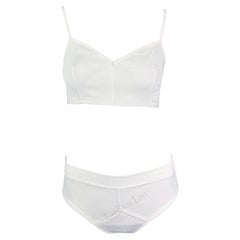 Early 1990s Dolce & Gabbana White Ribbed Brief Beach Bikini Two-Piece Set