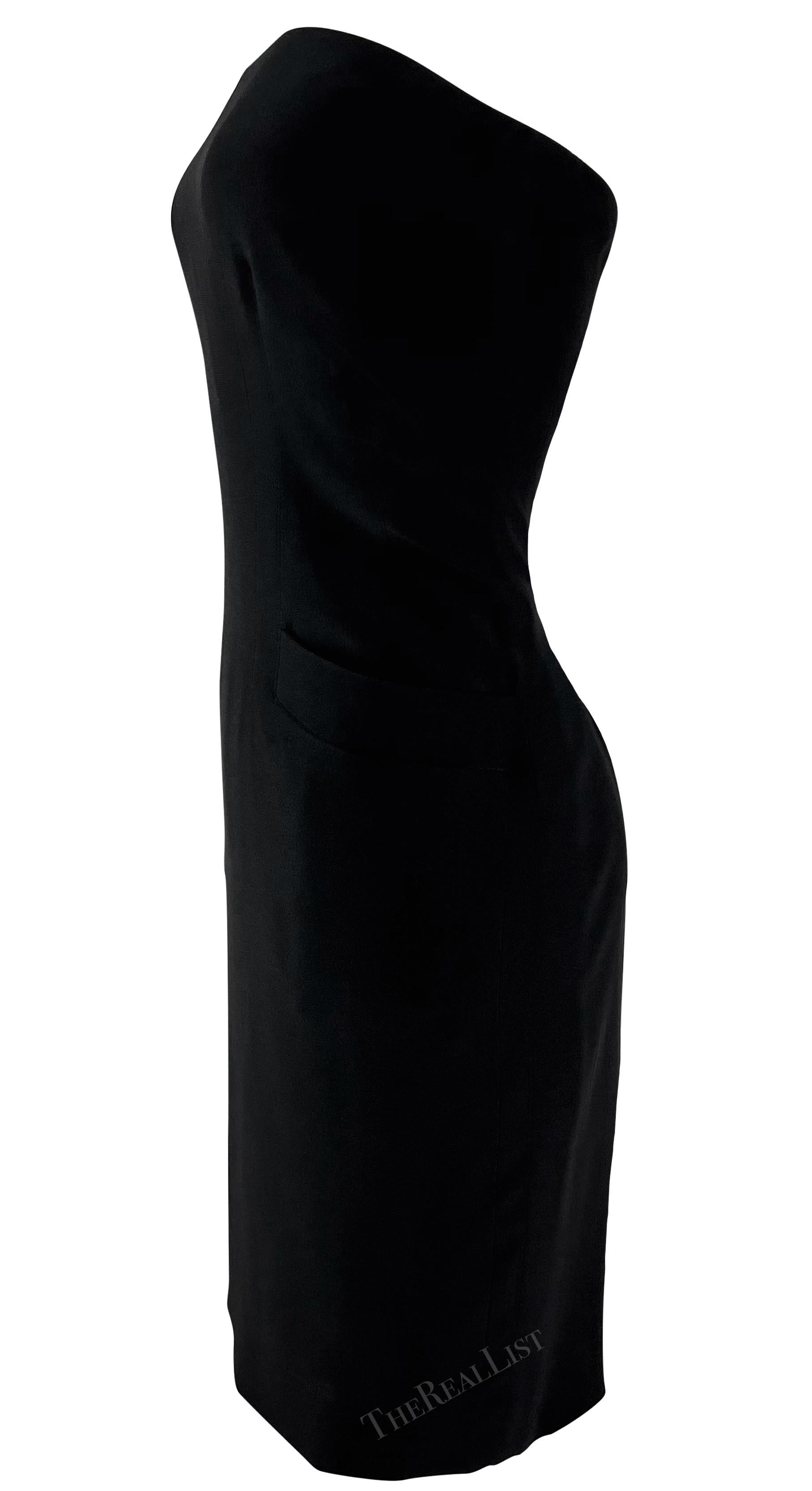 Mini vestido negro de bolsillo deshuesado de Donna Karan de principios de los 90 Negro en venta