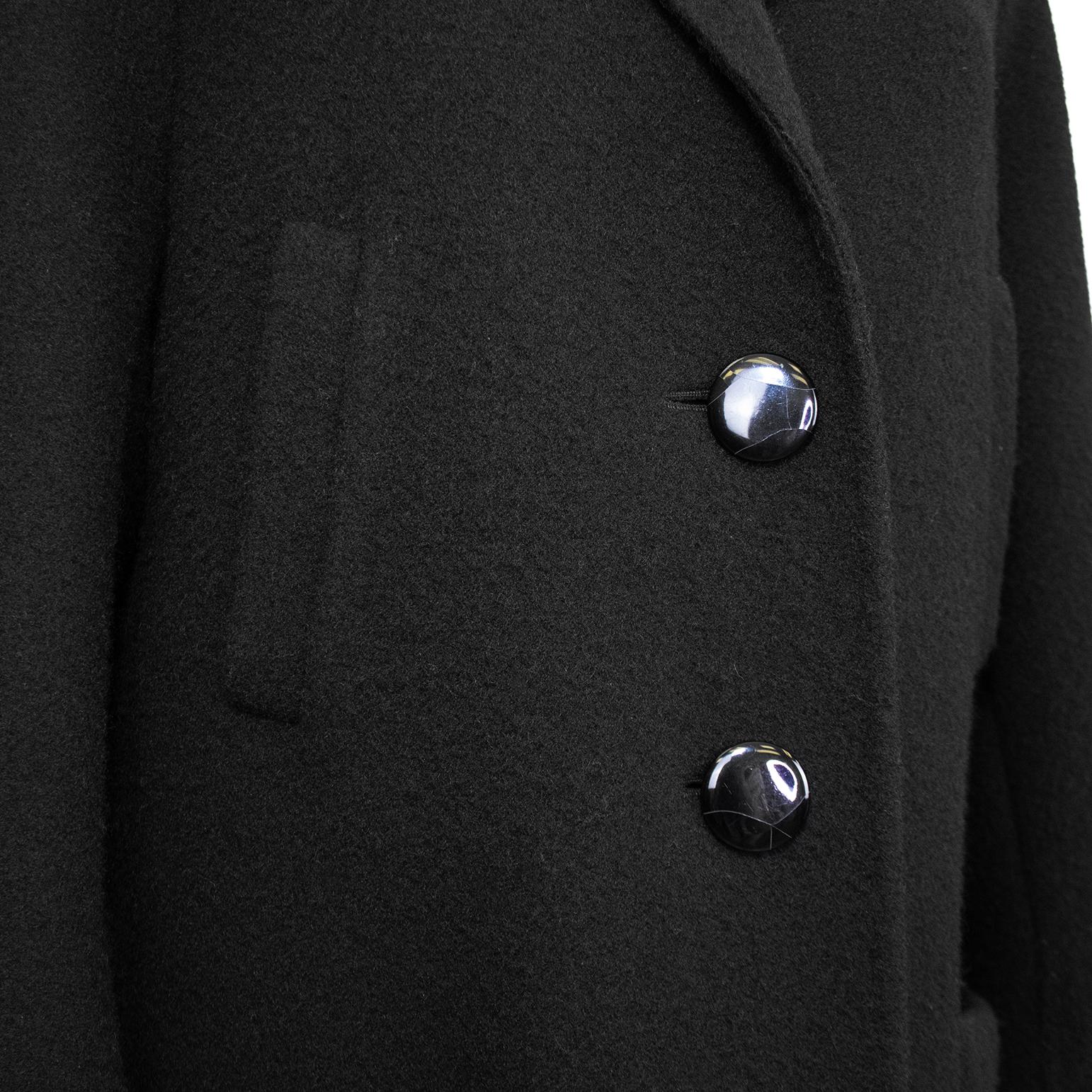Early 1990s Geoffrey Beene Black Wool Car Coat For Sale 2