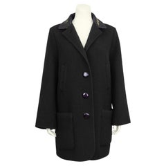 Used Early 1990s Geoffrey Beene Black Wool Car Coat