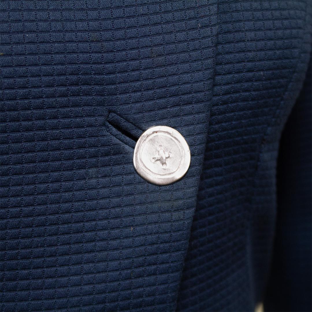 Women's Early 1990s Geoffrey Beene Navy Blue Fitted Jacket For Sale