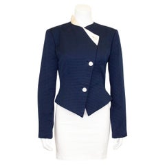 Early 1990s Geoffrey Beene Navy Blue Fitted Jacket