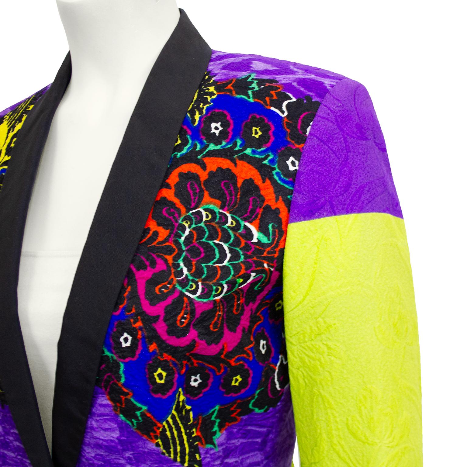 Purple Early 1990s Gianni Versace Baroque Colour Block Tuxedo Jacket