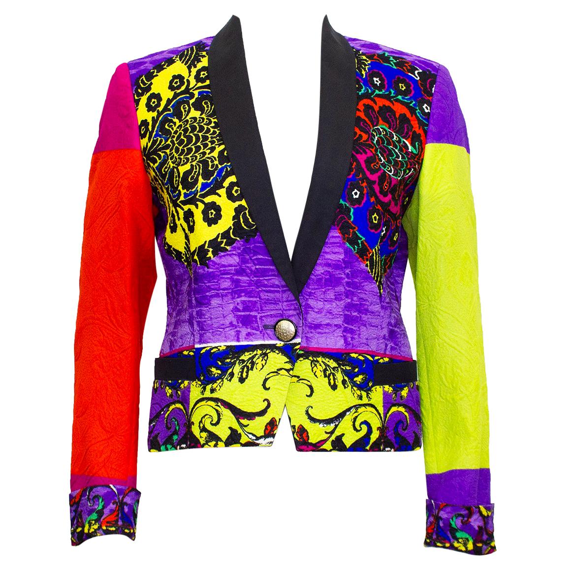 Early 1990s Gianni Versace Baroque Colour Block Tuxedo Jacket