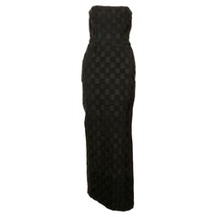 early 1990's GIANNI VERSACE black woven grosgrain ribbon strapless dress