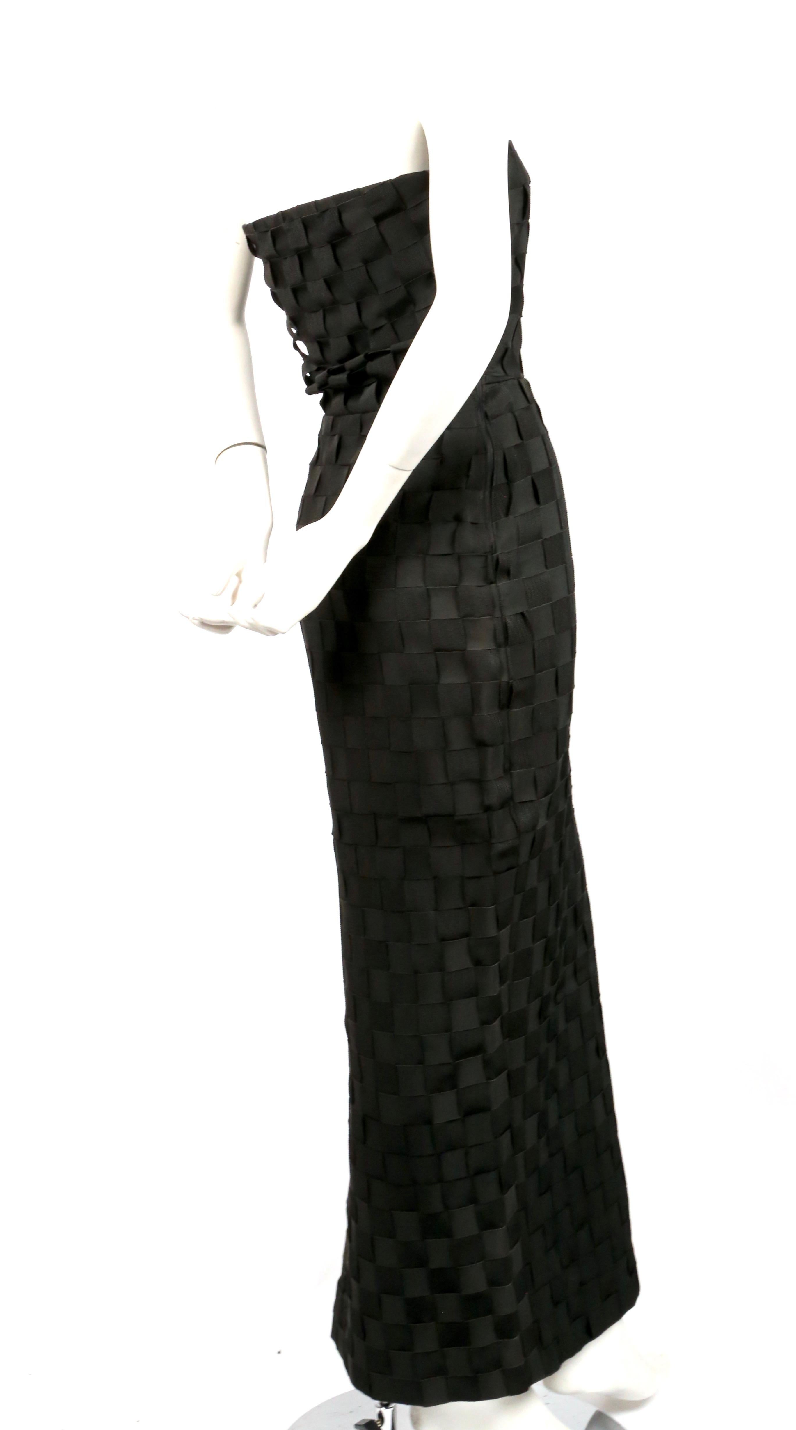 Women's early 1990's GIANNI VERSACE black woven grosgrain ribbon strapless dress For Sale