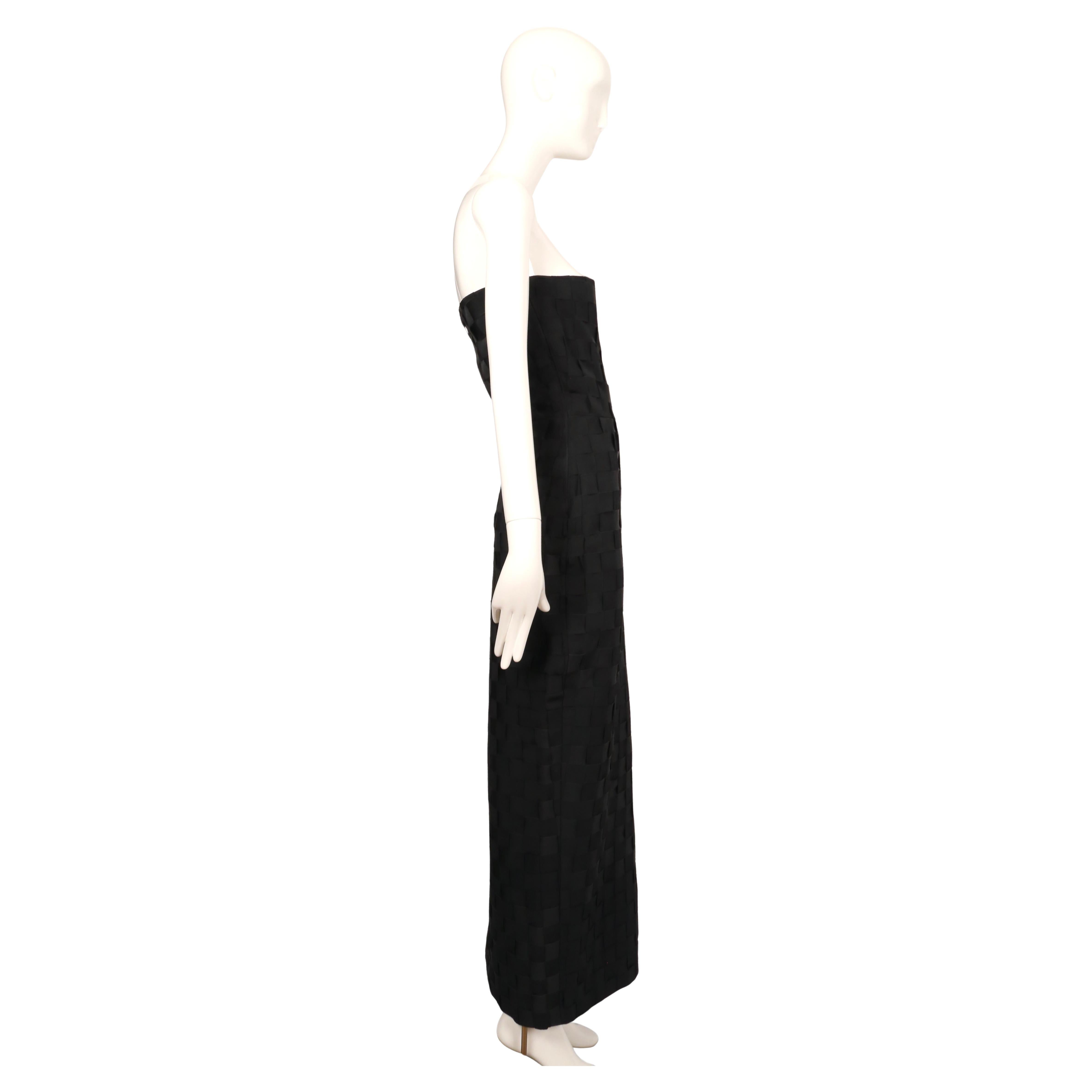 early 1990's GIANNI VERSACE black woven grosgrain ribbon strapless dress In Good Condition For Sale In San Fransisco, CA