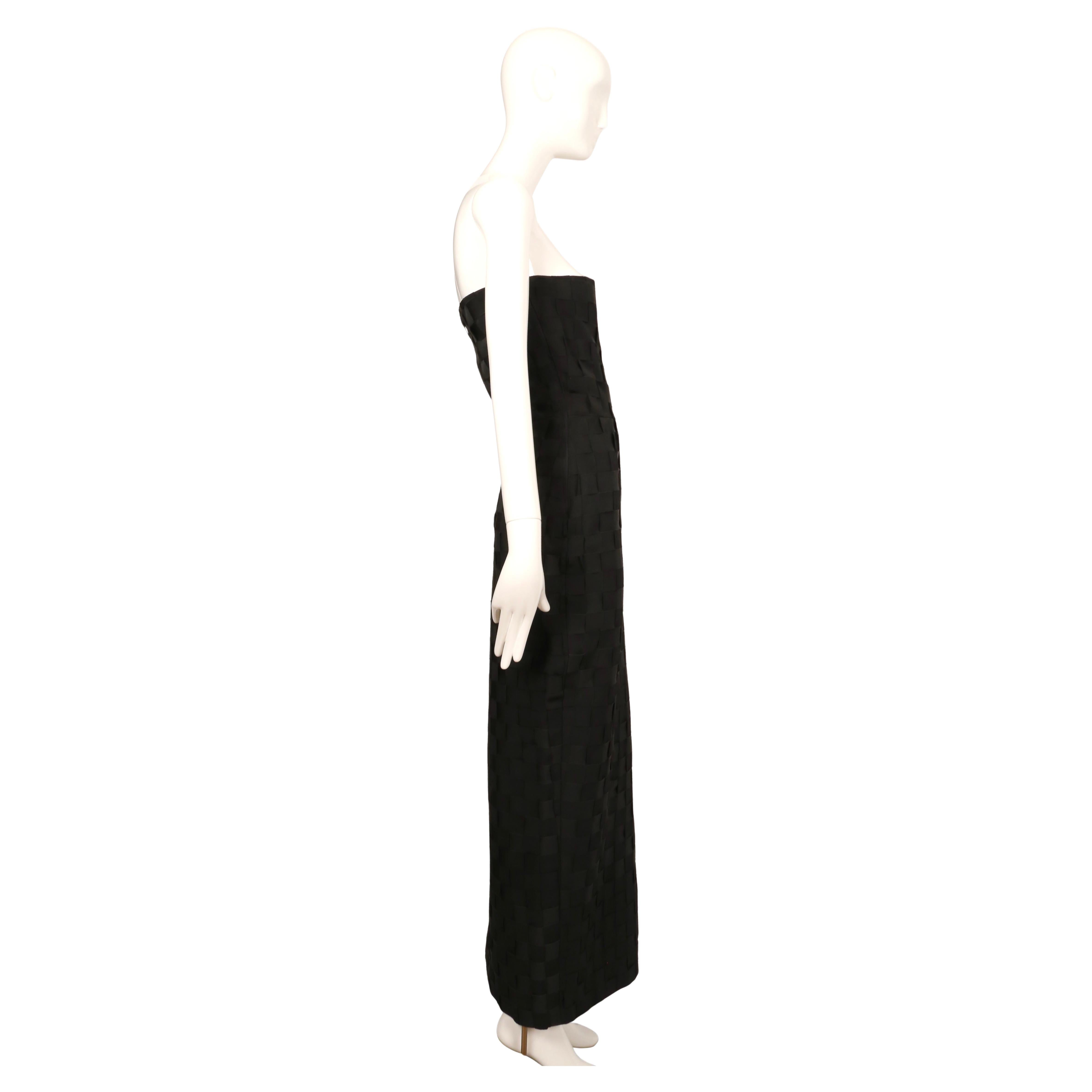 Women's early 1990's GIANNI VERSACE black woven grosgrain ribbon strapless dress For Sale
